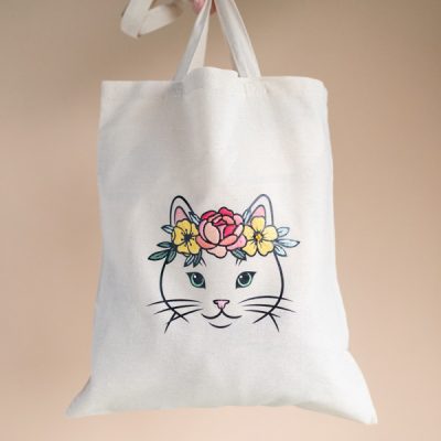 DIY borduurpakket tas met kat
