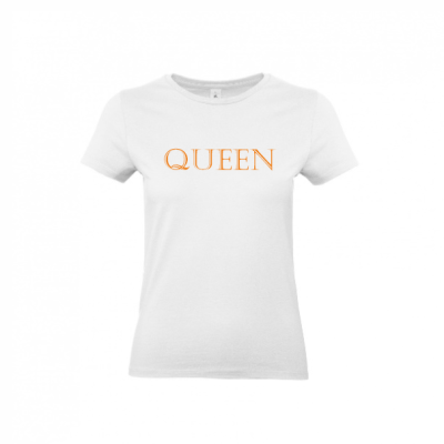 Koningsdag dames t-shirt QUEEN wit