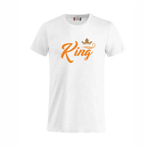 Koningsdag heren t-shirt KING KROON wit
