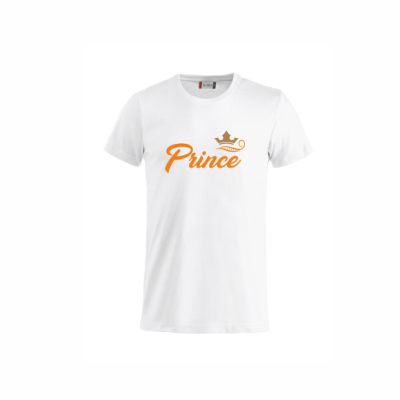 Koningsdag kinder t-shirt PRINCE KROON wit